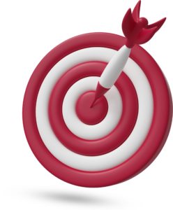 A bullseye target with a dart hitting the center, symbolizing achievement and success in social media management